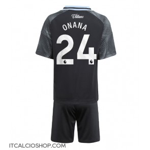 Aston Villa Amadou Onana #24 Seconda Maglia Bambino 2025-26 Manica Corta (+ Pantaloni corti)